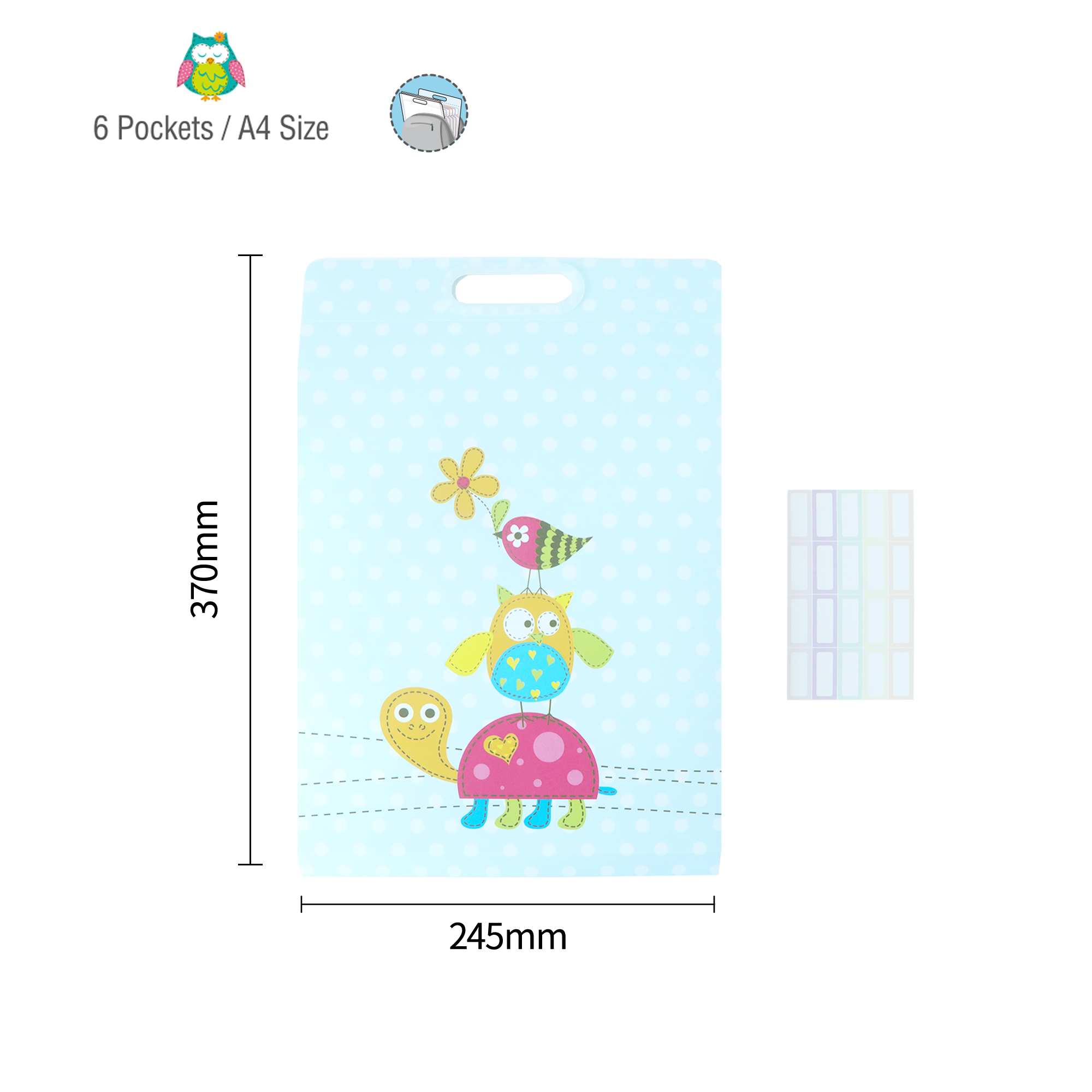 Owl  l  Expanding vertical file 7 pockets with  handle